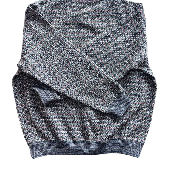 Jhane Barnes Textured Knit Sweater Mens Multicolor Crewneck Japanese Fabric - Picture 6 of 8